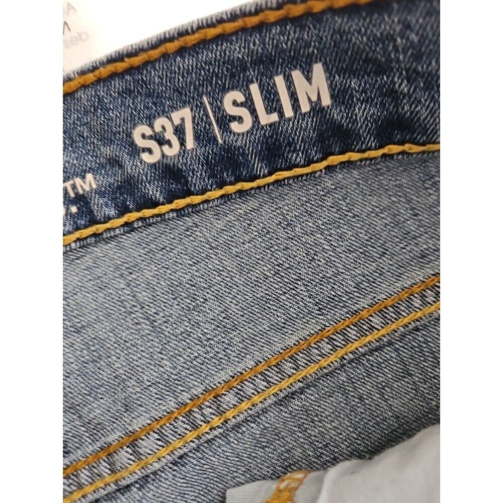 Levi Strauss Signature Men’s Jeans Size 37 Slim 34x32 Ripped - Picture 3 of 5